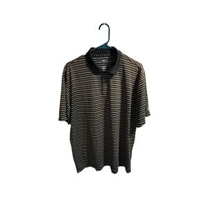 Nike Golf Mens Polo Shirt Black White Stripe Short Sleeve Performance Large
